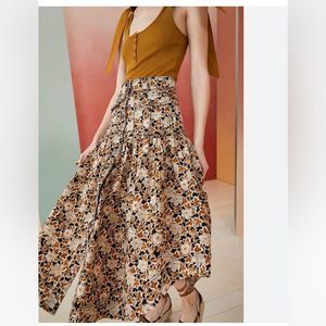 Ulla Johnson Briony floral-print denim midi skirt